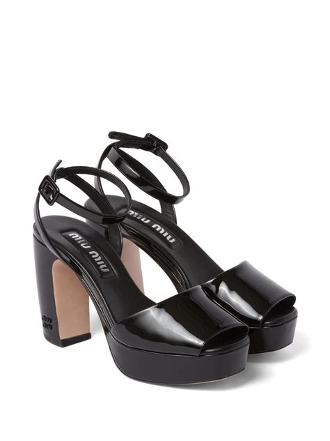 miu miu patent leather platform sandals|Miu Miu.